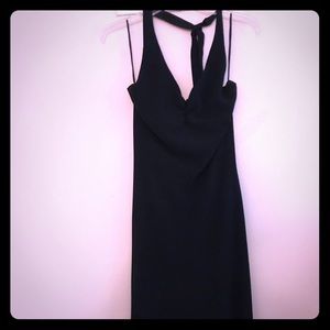 Black halter cocktail dress